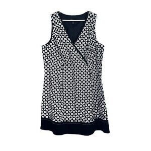 Lane Bryant Women’s Faux Wrap Dress Cotton Sleeveless Black White Geometric 24